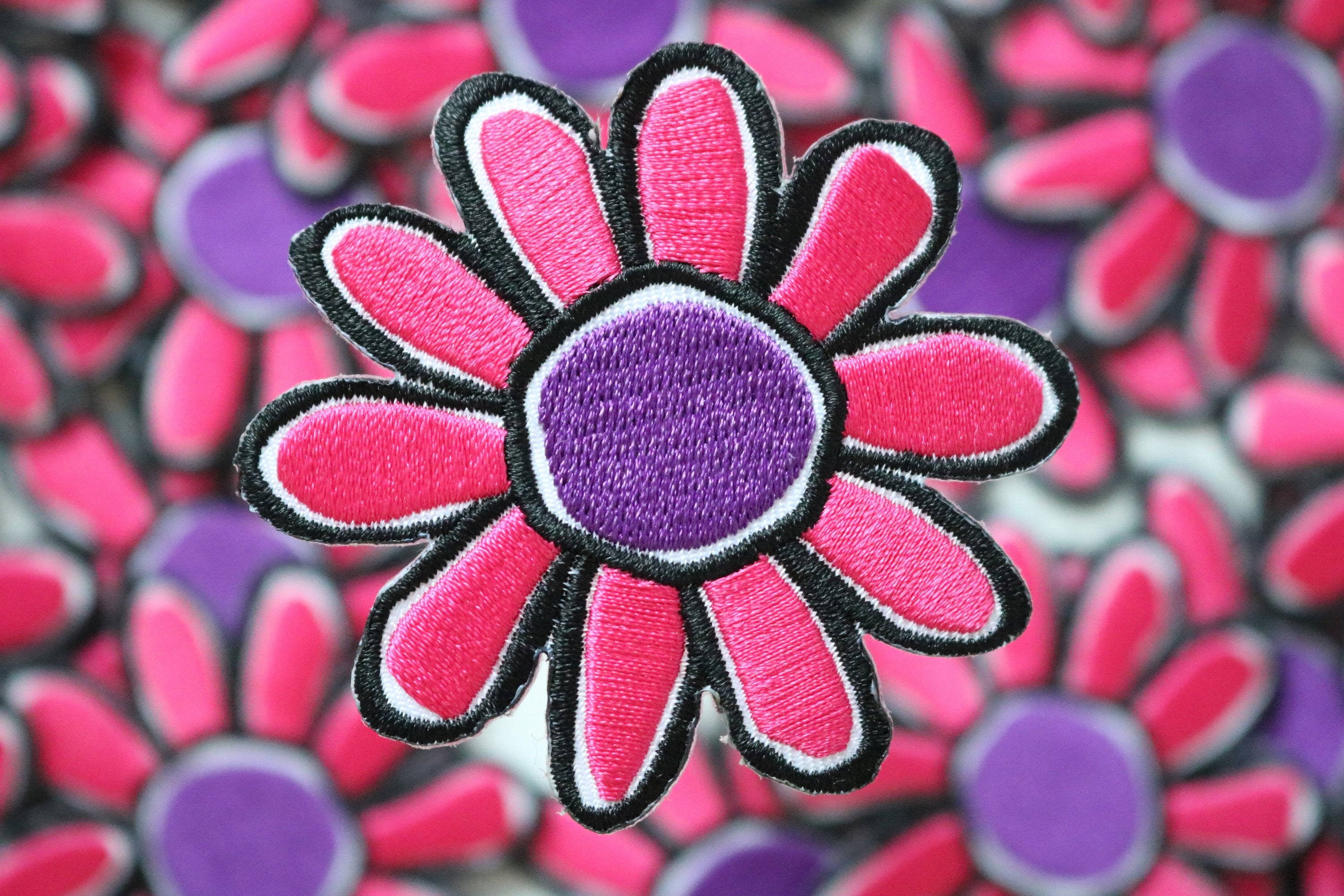 Pink Daisy patch Cartoon pink daisy Sew on patchIron on Etsy