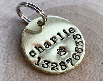 Custom Hand Stamped Pet Name and Phone ID Tag