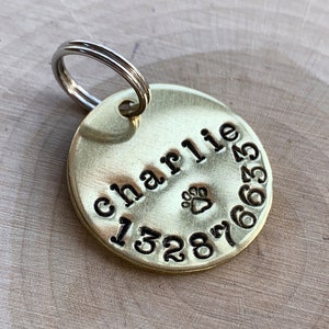 Custom Pet ID Tag / Puppy tag / Kitty Tag / Dog Tag / Cat Tag/ Unique Pet Tags/ Hand stamped Pet Tags / Microchipped Tag.