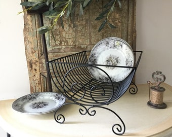 French Dish Drainer Metal Plate, Draining Rack, Vintage Wire Display Stand, Farmhouse Kitchen Drainer, Kitchen Decor, Home Decor