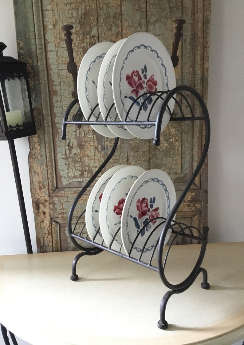 FRENCH wire metal dish drying rack with 2 floors