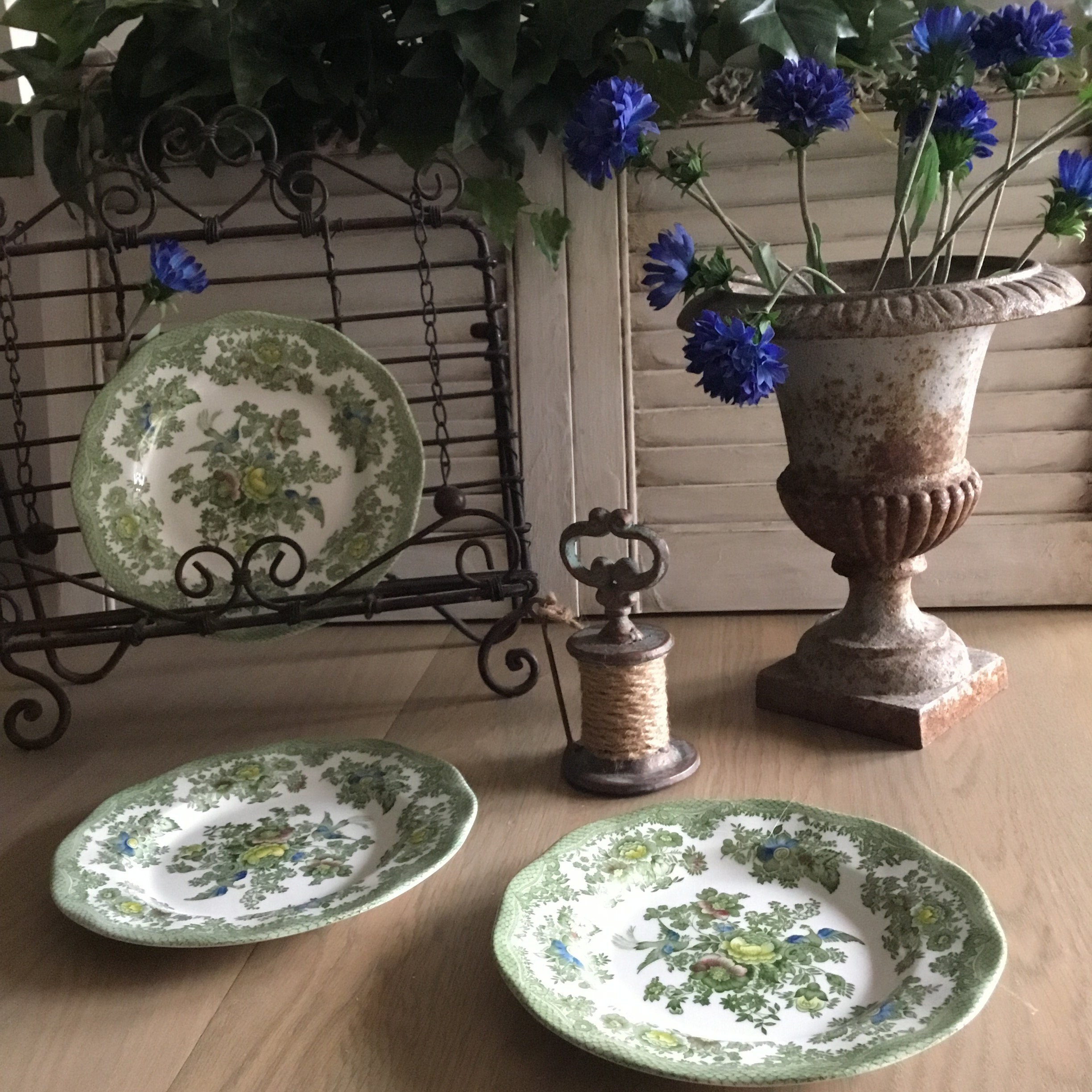 Ensemble de 3 Assiettes à Dessert Vintage, Vaisselle Anglaise, Licorne, Staffordshire, Faisans Asiat