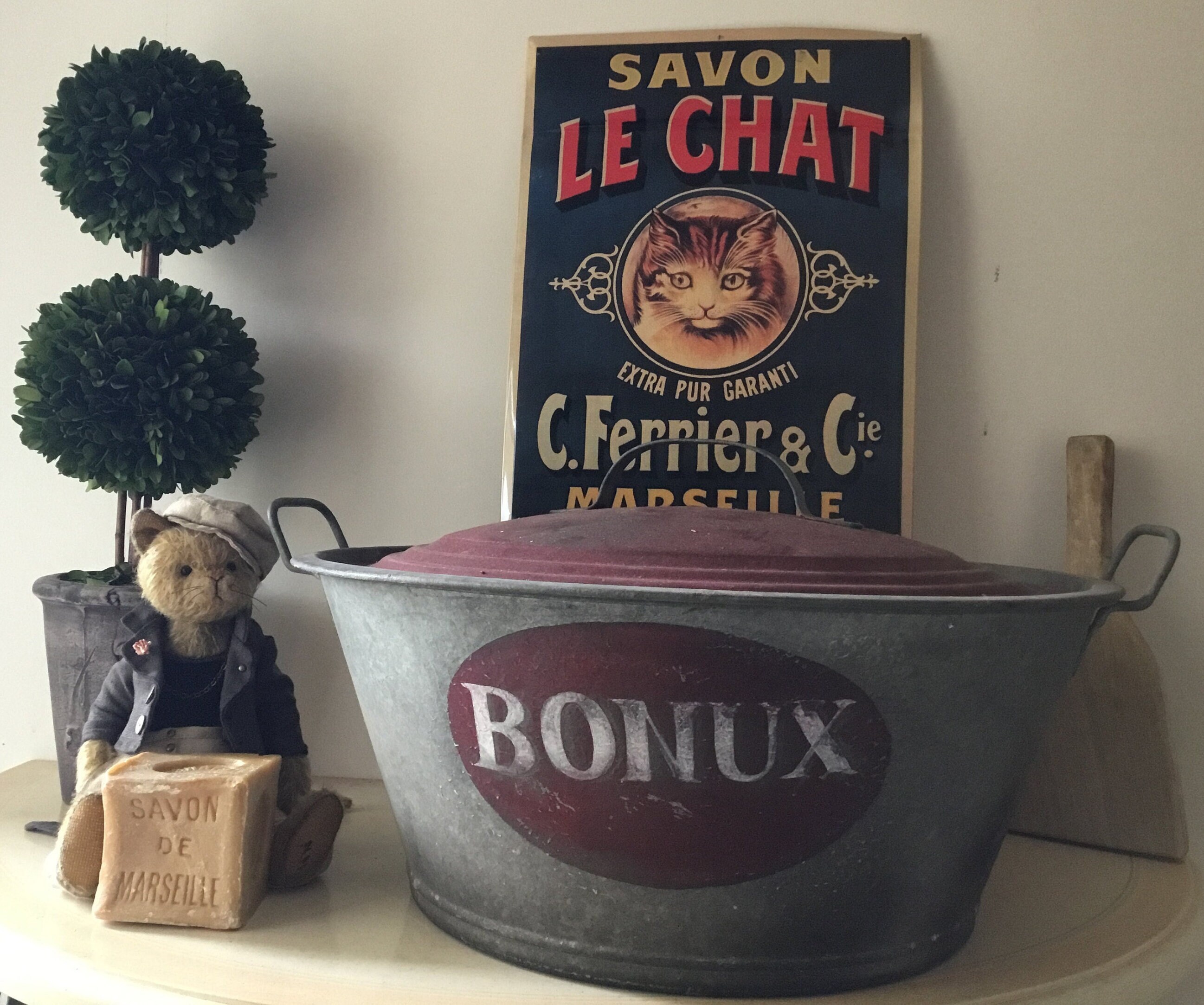 Rare Antique Français Ancienne Machine à Laver, Décoration de Buanderie, Style Vie Français, Baignoi