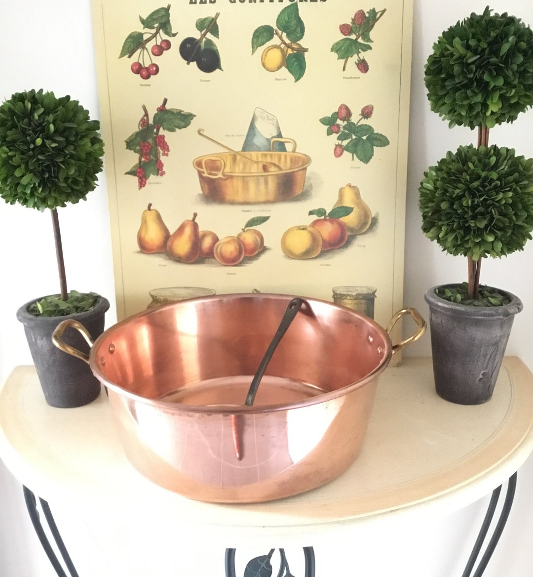 Antique Copper Jam Basin, Copper Jam Pan, Bowl With Handles, Cookware