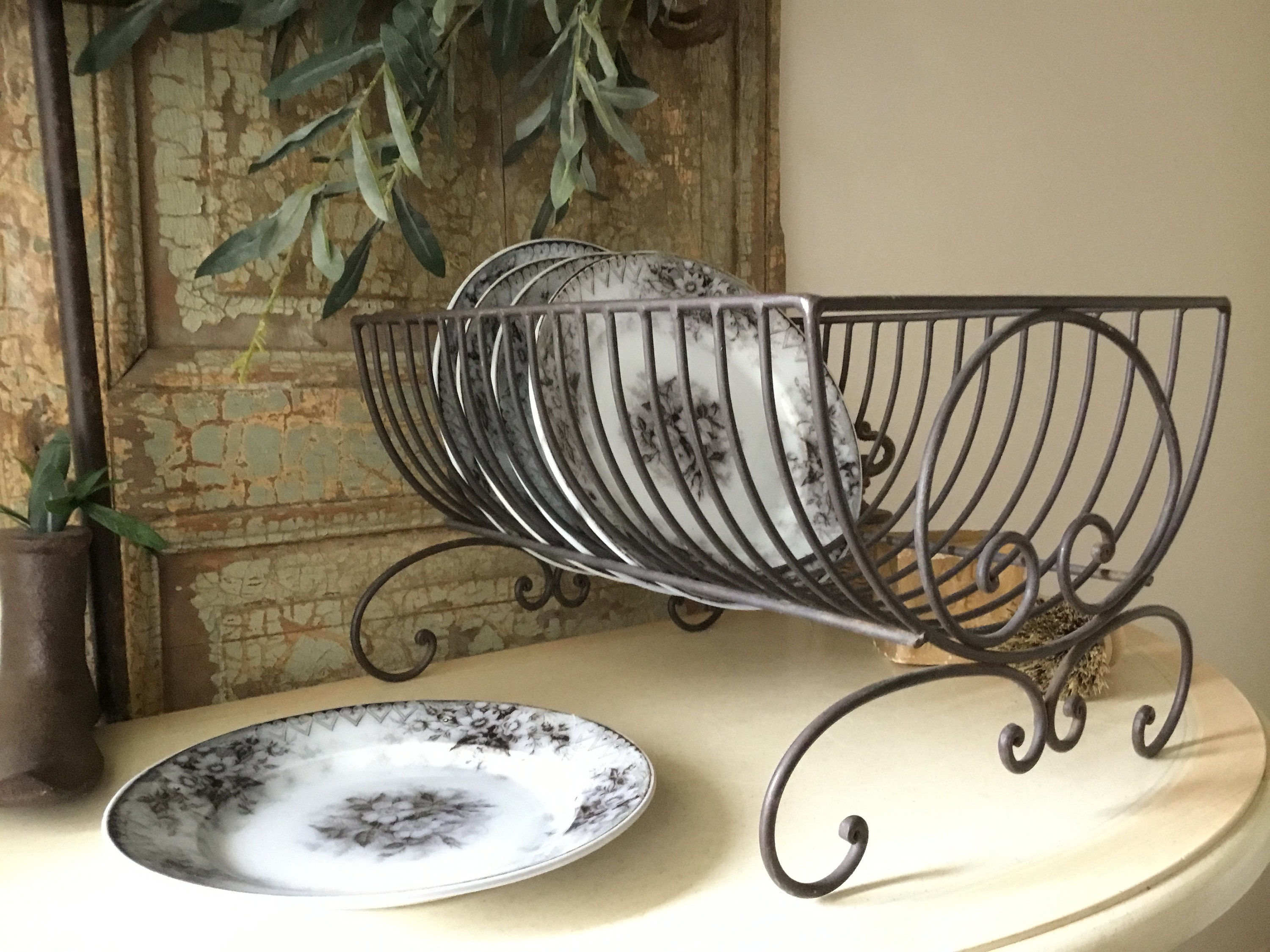 2 Tier Wire Dish Rack Antique Farmhouse