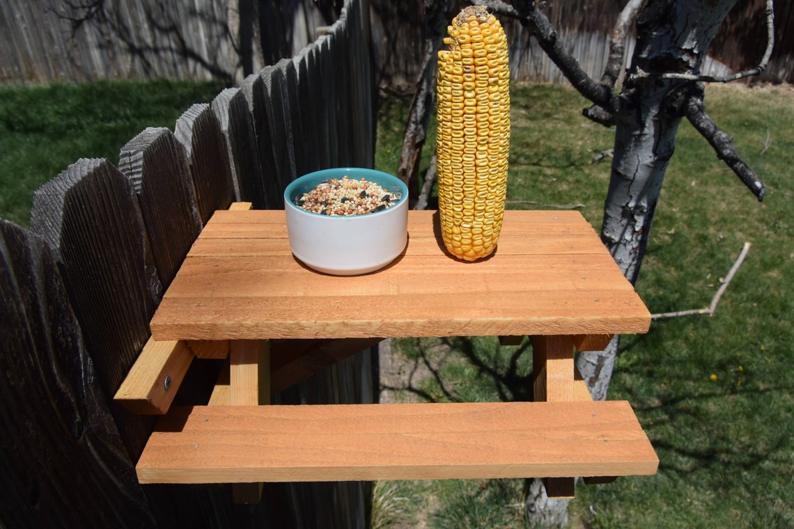 Picnic Table Squirrel Feeder Picnic Table Bird Feeder Etsy
