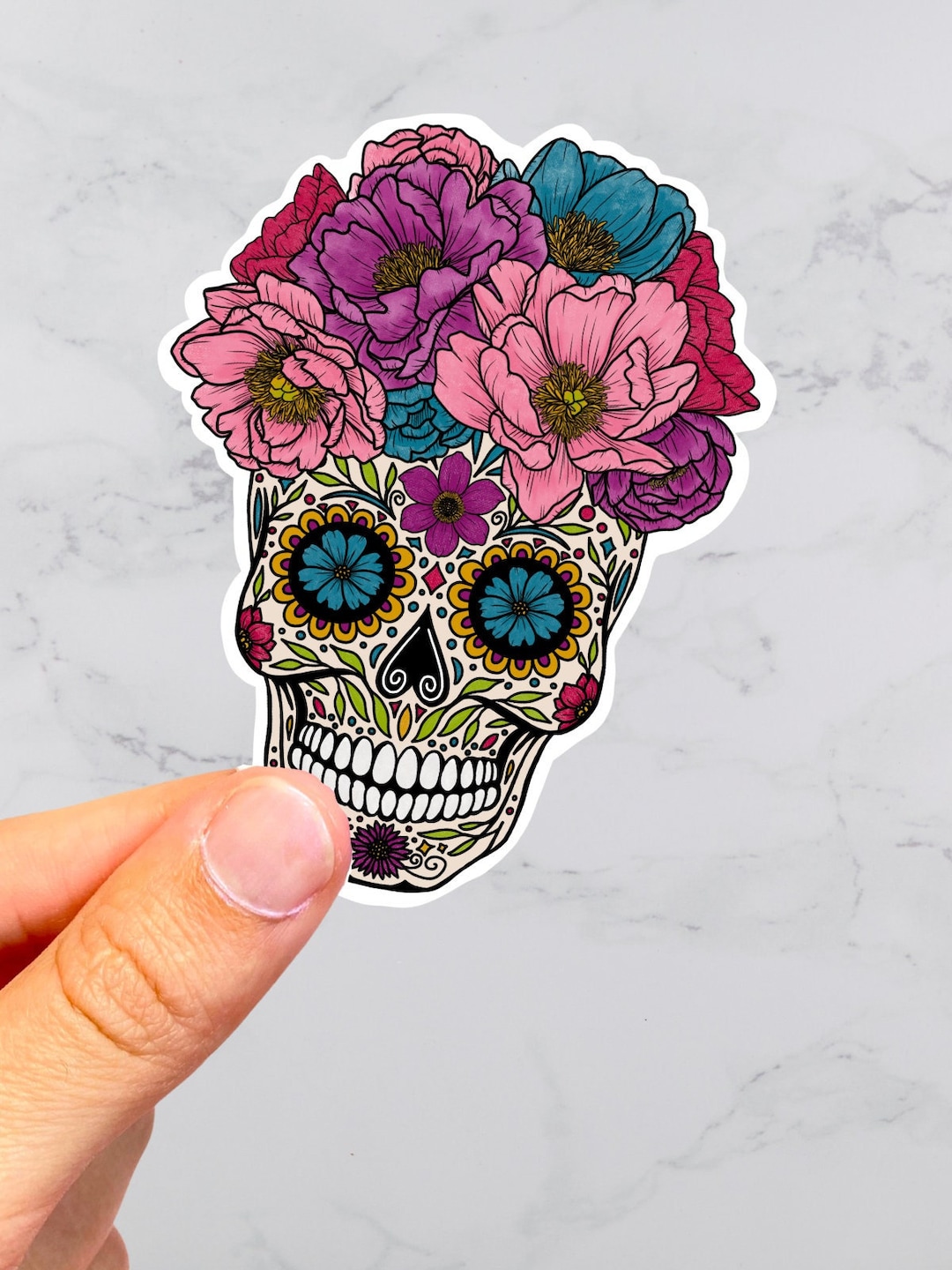 Sugar Skull Sticker, Dia De Los Muertos Sticker, Day of the Dead, Skull ...