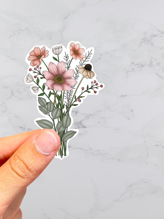 Watercolour Flowers Vinyl Sticker - Waterproof 5 Inch Bumper & Laptop Decal