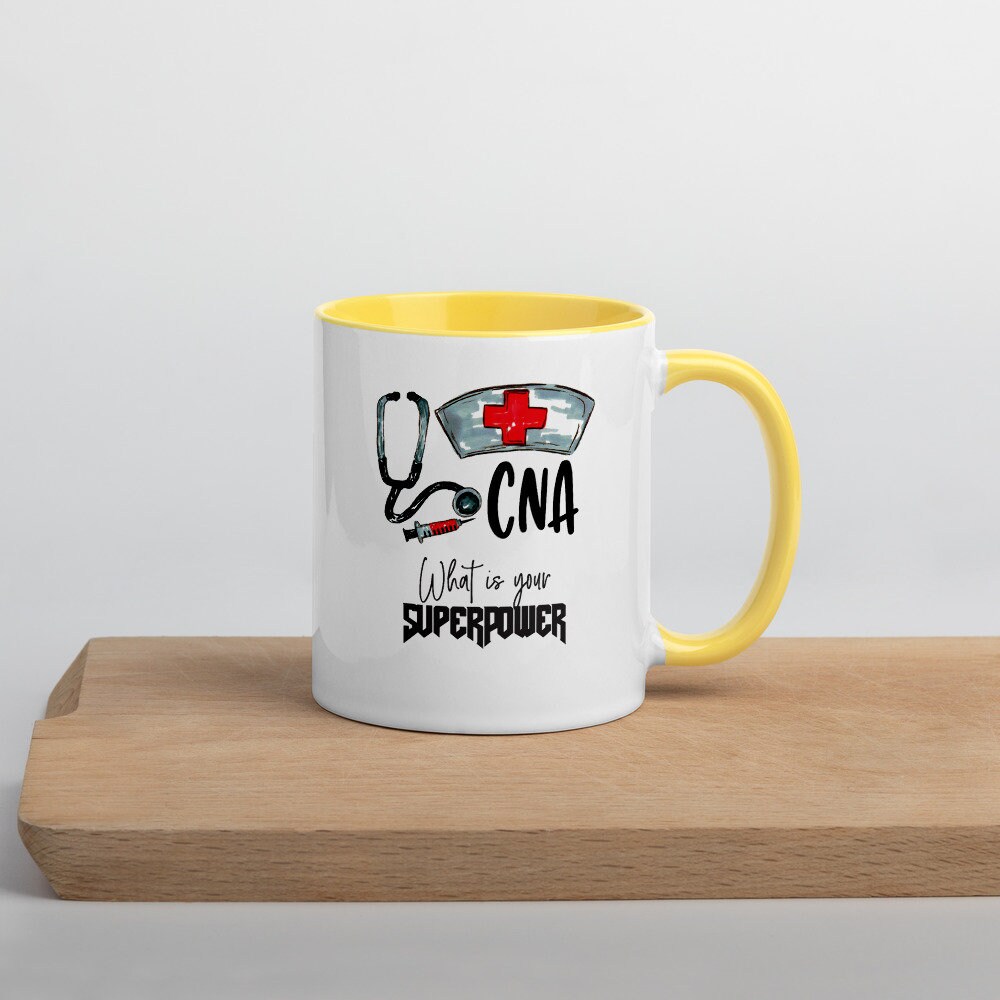 CNA NURSE MUG Nurse Tea Cup White Ceramic Mug Color Inside Mug Nurse