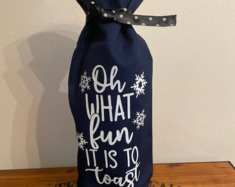 Bolsa para botella de vino azul Oh, qué divertido es brindar