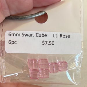 Swarovski Cube square 6mm Light Rose bead authentic product