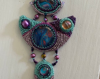 Shambhala kit tutorial pattern bead embroidery art pendant