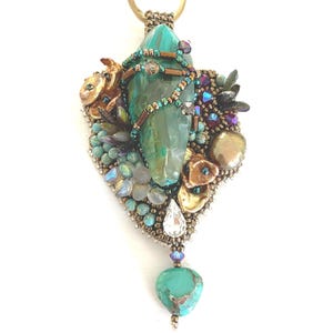 Dragon&#39;s Tear kit tutorial pattern bead embroidery art pendant freeform