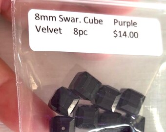 Swarovski Cube square 8mm Purple Velvet Vintage bead authentic product