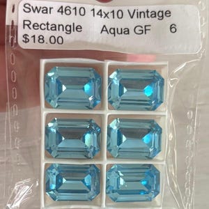 Swarovski #4610 14x10mm Vintage rectangle stone Aqua gold foiled Authentic product pendant
