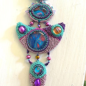 Shambhala kit tutorial pattern bead embroidery art pendant