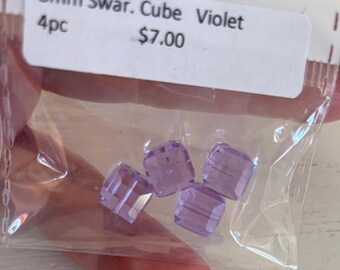Swarovski Cube square 8mm Violet bead authentic product