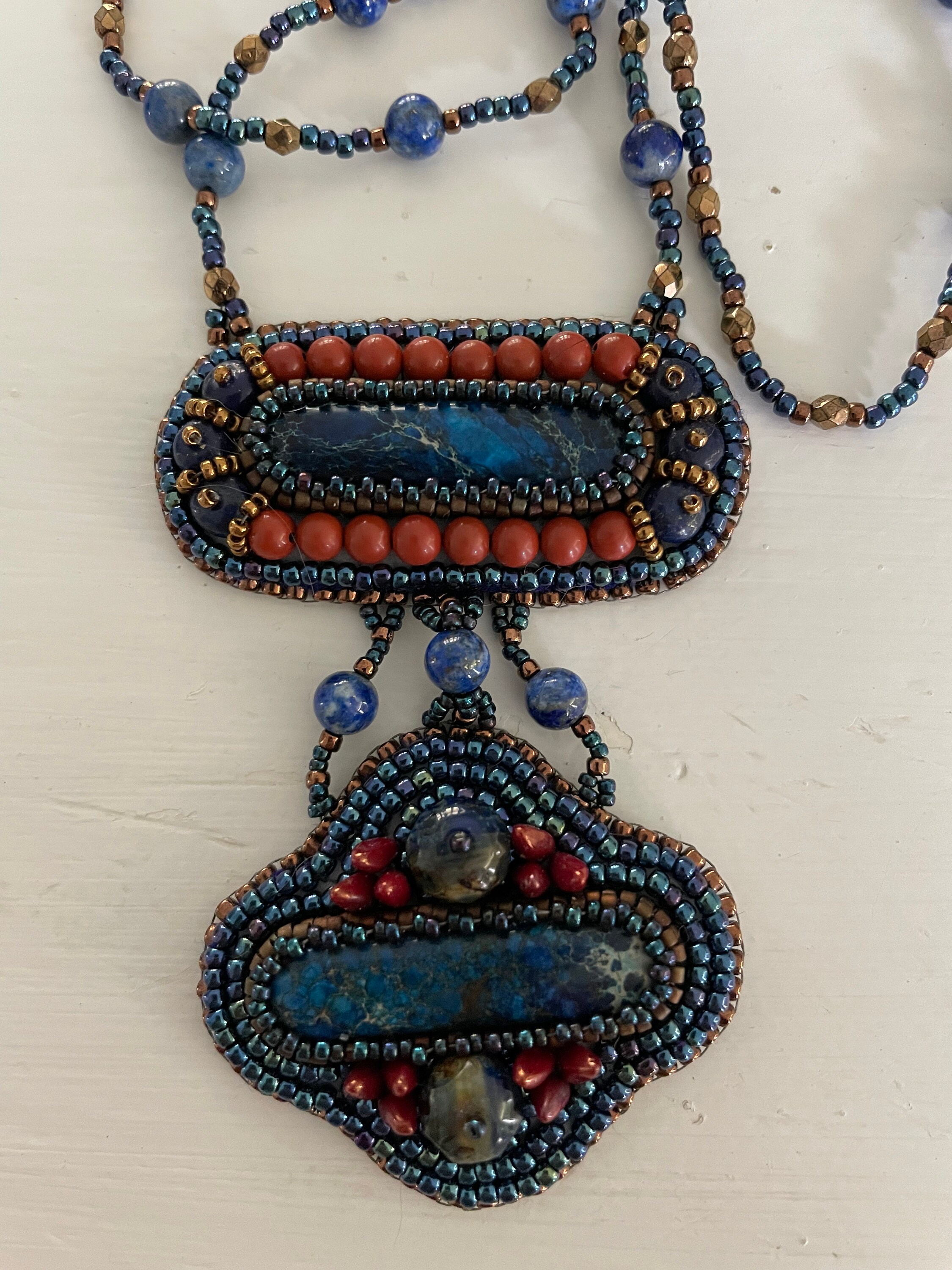 Nile Patterns Blue Nile Kit Tutorial Pattern Bead Embroidery Art Pendant - Etsy
