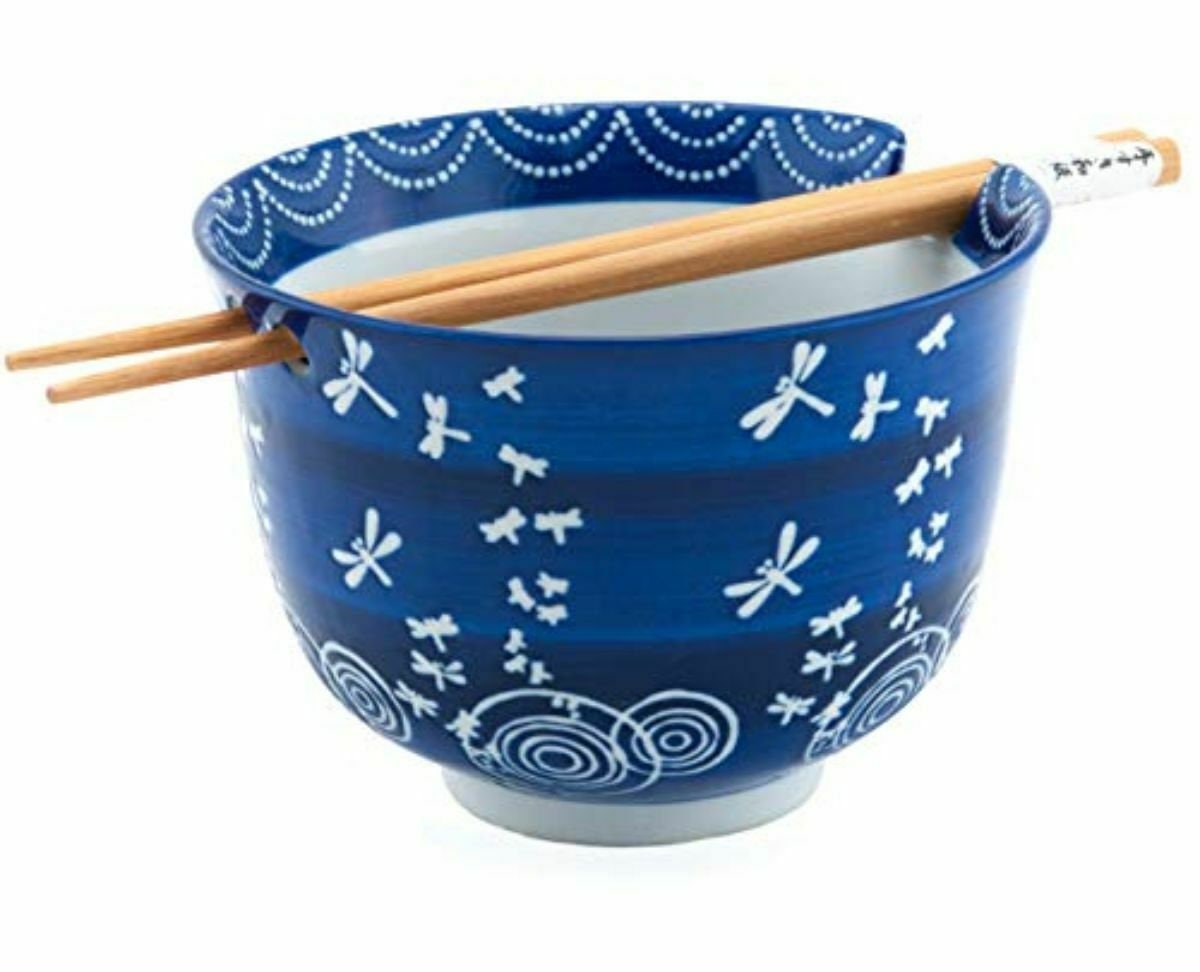 Ramen Udon Noodle Bowl Gift Set 5 Inch Diameter Dragonfly Etsy