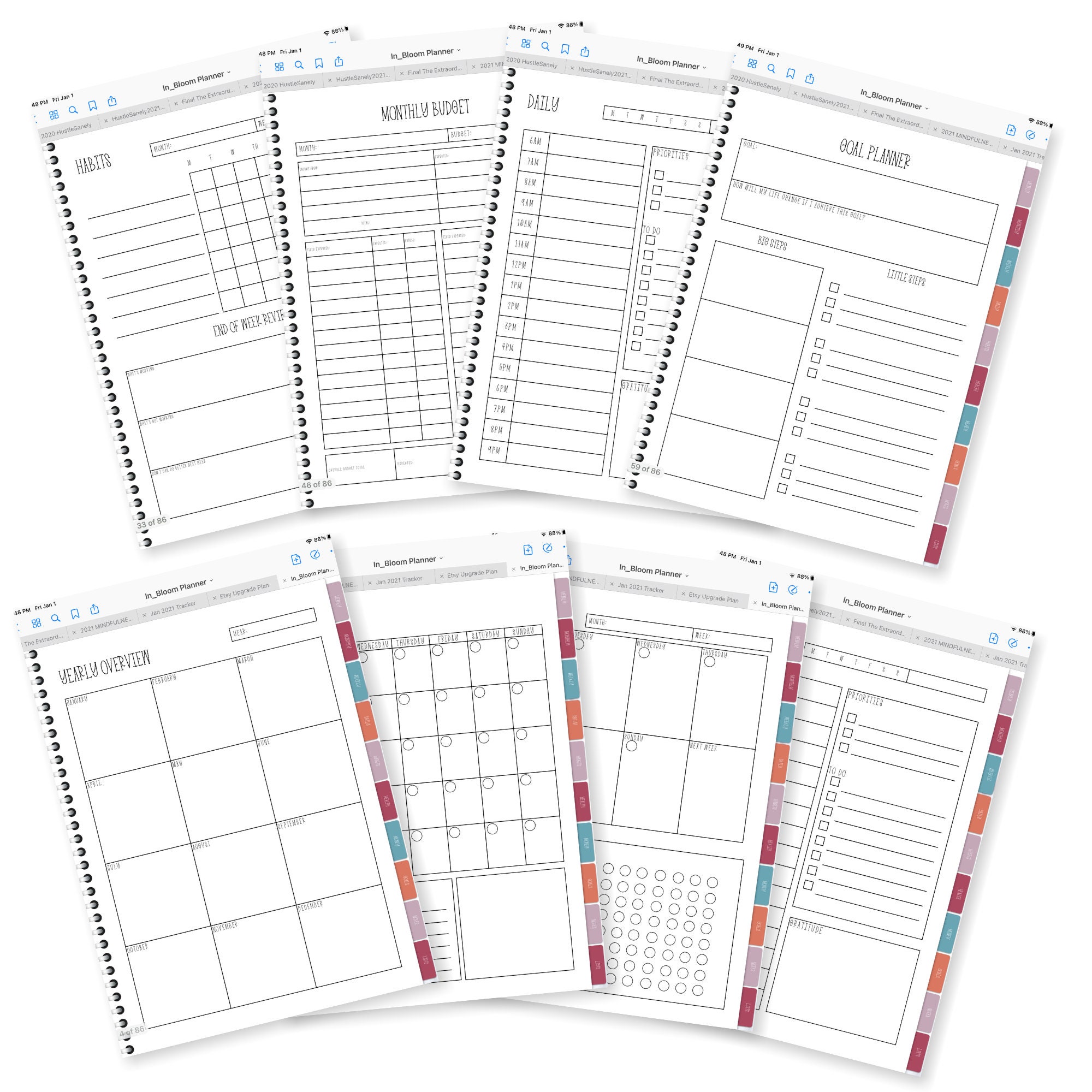 Digital Planner, Digital Notebook, Digital Daily Planning Page