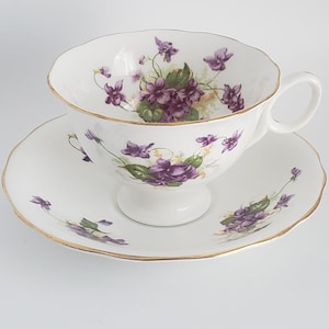 Vintage Footed Tea Cup & Saucer Set Violet (Scalloped) by Samuel Radford Radfords