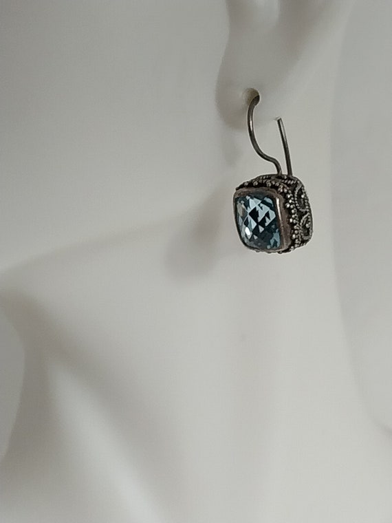 Vintage 70s Sterling Silver and Blue Center Dangle