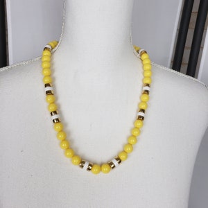 Napier Yellow Beaded Necklace Long Plastic Vintage Costume