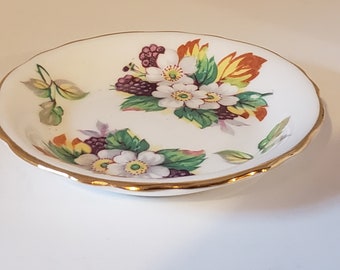 Vintage 50s Floral Design Butter Pat Royal Chelsea English Bone China