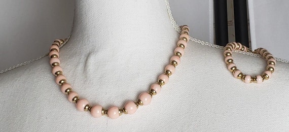 Vintage Avon Pink Beaded Necklace and Bracelet Set - image 2