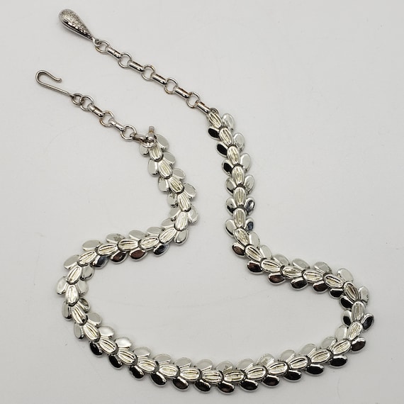 Vintage 50s Coro Silver Tone Choker Necklace - image 3