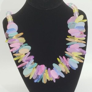 Vintage Pastel Oval Beaded Princess Length Necklace