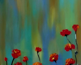 Red Poppy Art Red Floral Painting Red Flower Painting