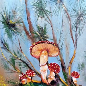 Psychedelic Art Mushrooms Painting   Agaric Painting Mushrooms Amanita  Wall Art