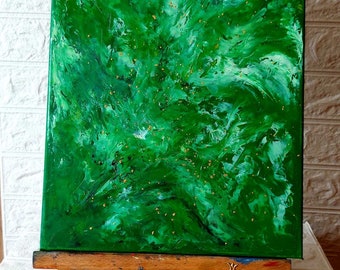 Green Abstract Painting Malachite Painting Vintage Art Artwork
