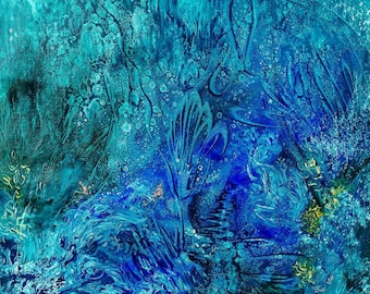 Blaue Lagune-Passion Of The Ocean-Original Ölgemälde-Ozean Kunst-Blaue Abstrakte Kunstwerk-Ocean Wand-Dekor
