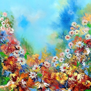 FLOWERS BOUQUET PAINTING 30x24 in- Colorful Floral Art- Flower Wall Decor- Beautiful Floral Art- Original Oil Artwork- Flowers Still Life