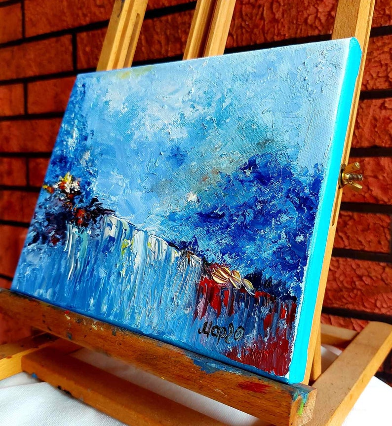 Blue Mountains Painting Abstract Mountains Art Impasto Oil Etsy