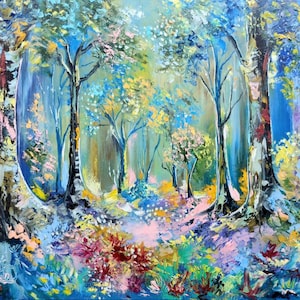 Fantasy Forest Painting- Original Artwork-Landscape Art- Magic Forest Artwork-Spiritual Forest Wall Art