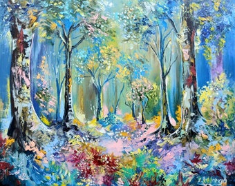 Fantasy Forest Painting- Original Artwork-Landscape Art- Magic Forest Artwork-Spiritual Forest Wall Art