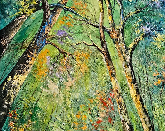 Green Forest Original Oil Painting Forest Art Forest Wall Art National ...