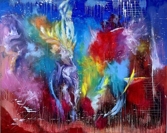 Bright Painting-Fantastic Abstract Nature-Universe Art-Collectible Personal Artwork-Extra Large Size Wall Art-Individual Gift-Original Art