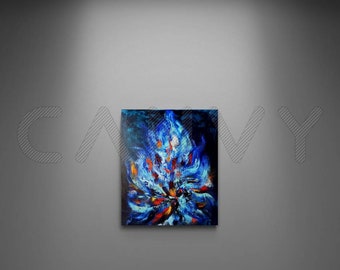 シャーマン焚き火絵画 20 x 24インチ - 焚き火壁画 - 素敵な壁アート