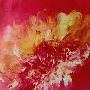 Passion  Energy Artwork-Original oil painting-Woman  Energy Art- Fire Red Abstract-Lotus Wall Art