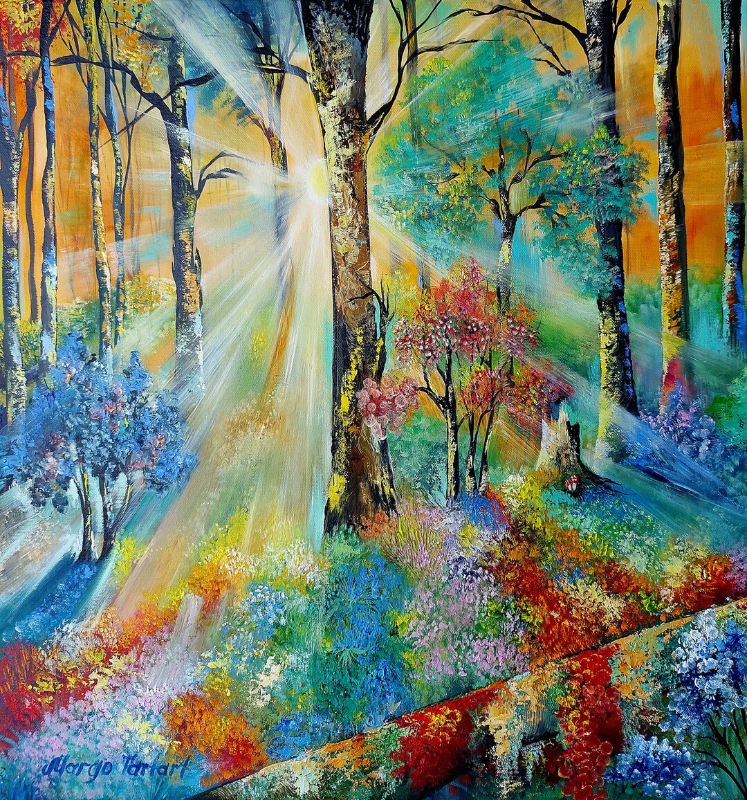 Magic Forest Oil Painting: Fantasy Tree Landscape Art Nature Artwork ...