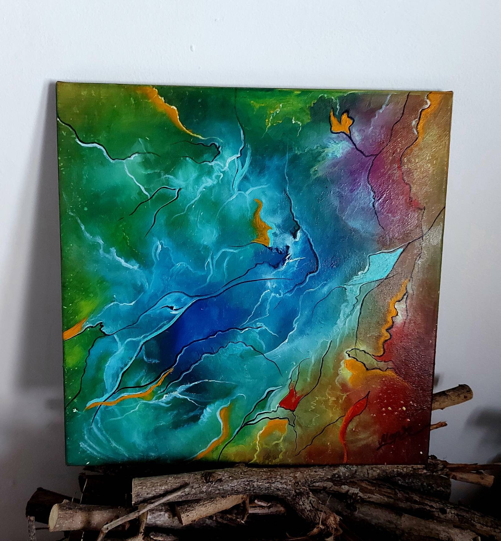 瞑想アート抽象画　油絵　3枚組 瞑想抽象画3点セット 多色のアート