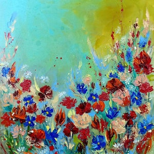 FLOWERS BOUQUET PAINTING- Colorful Floral Art- Flower Wall Decor- Beautiful Floral Art- Original Oil Artwork- Flowers Still Life Painting