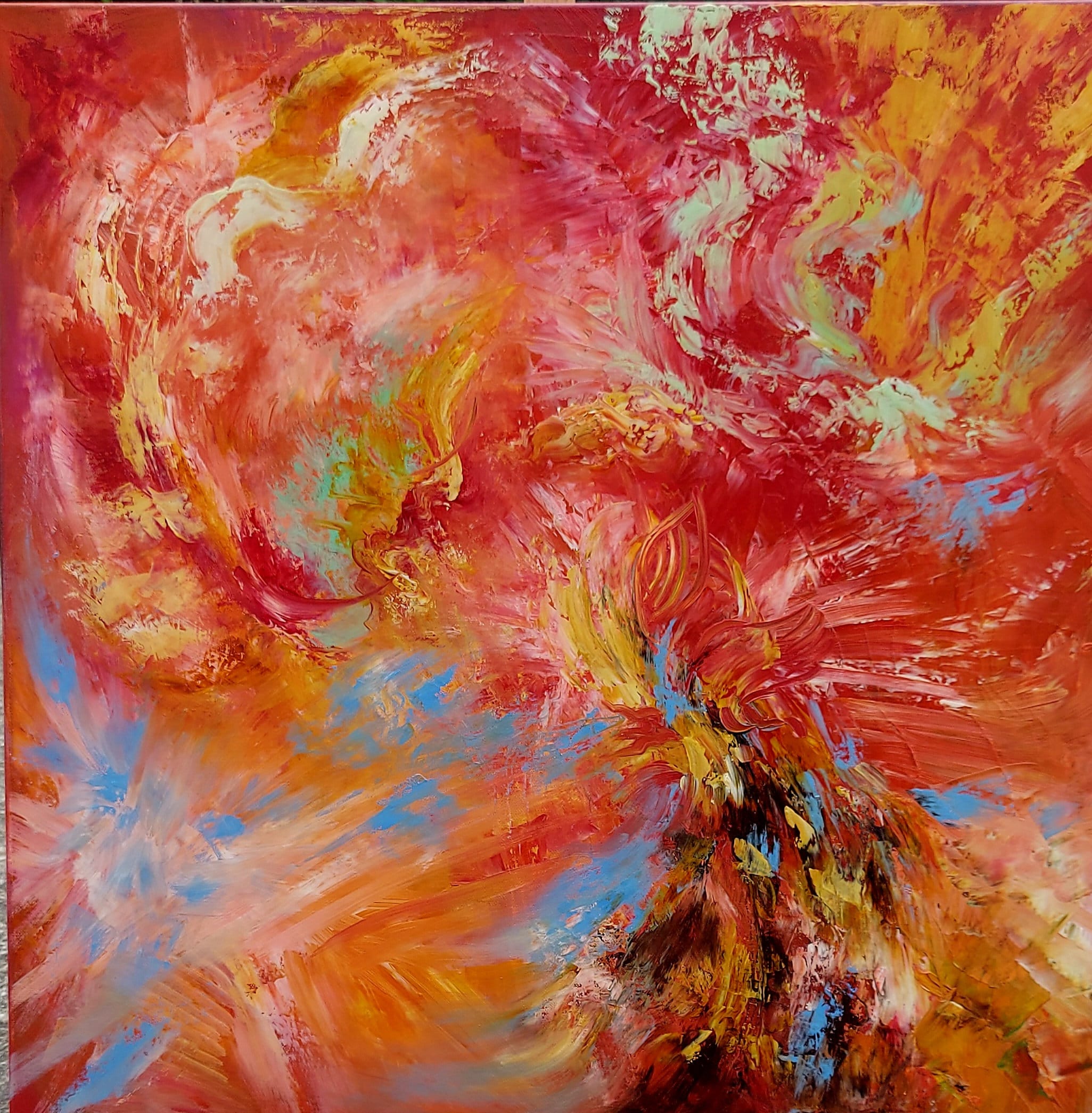 絵画 Acrylic Paint (Abstract Painting) Passion Valley Oil Painting, Multicolored Abstract Art, 24x24 - Etsy