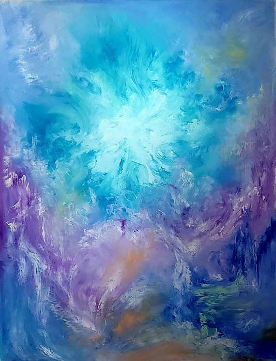 Blue Sky Abstract /50×73 In/original Oil Painting-exclusive