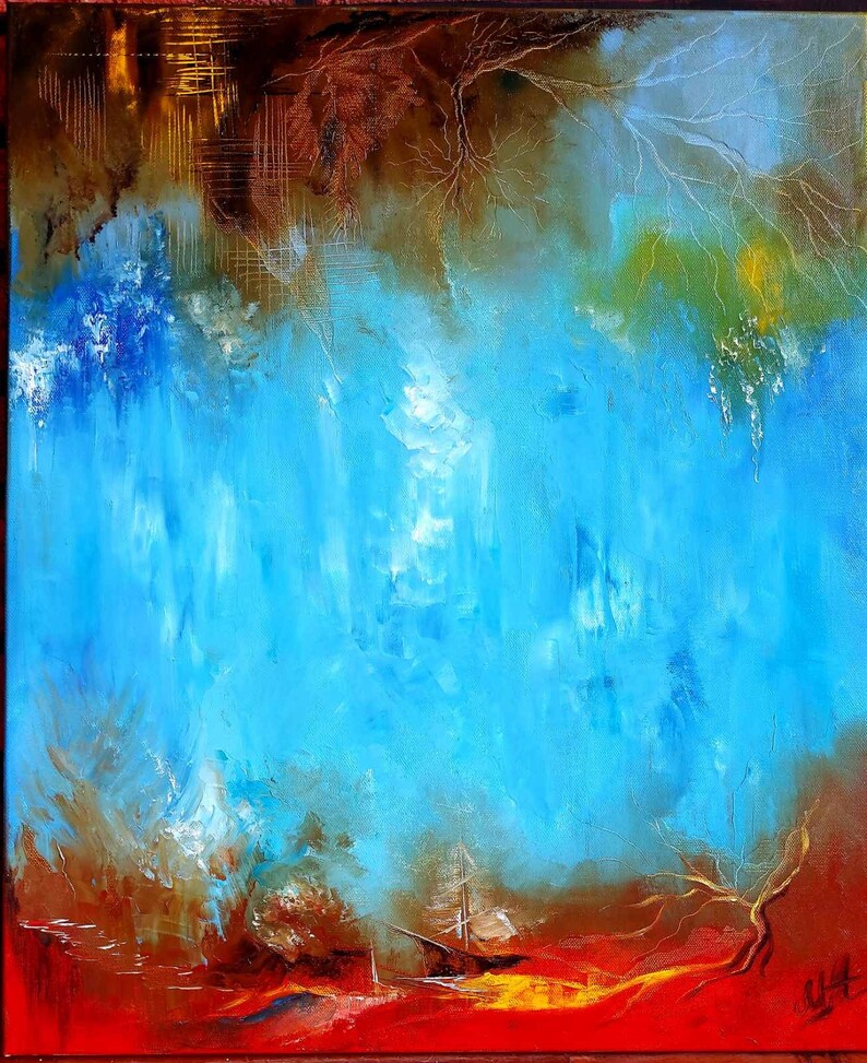 Bright Sky Painting Sky Abstract Art Abstract Sky Painting Etsy