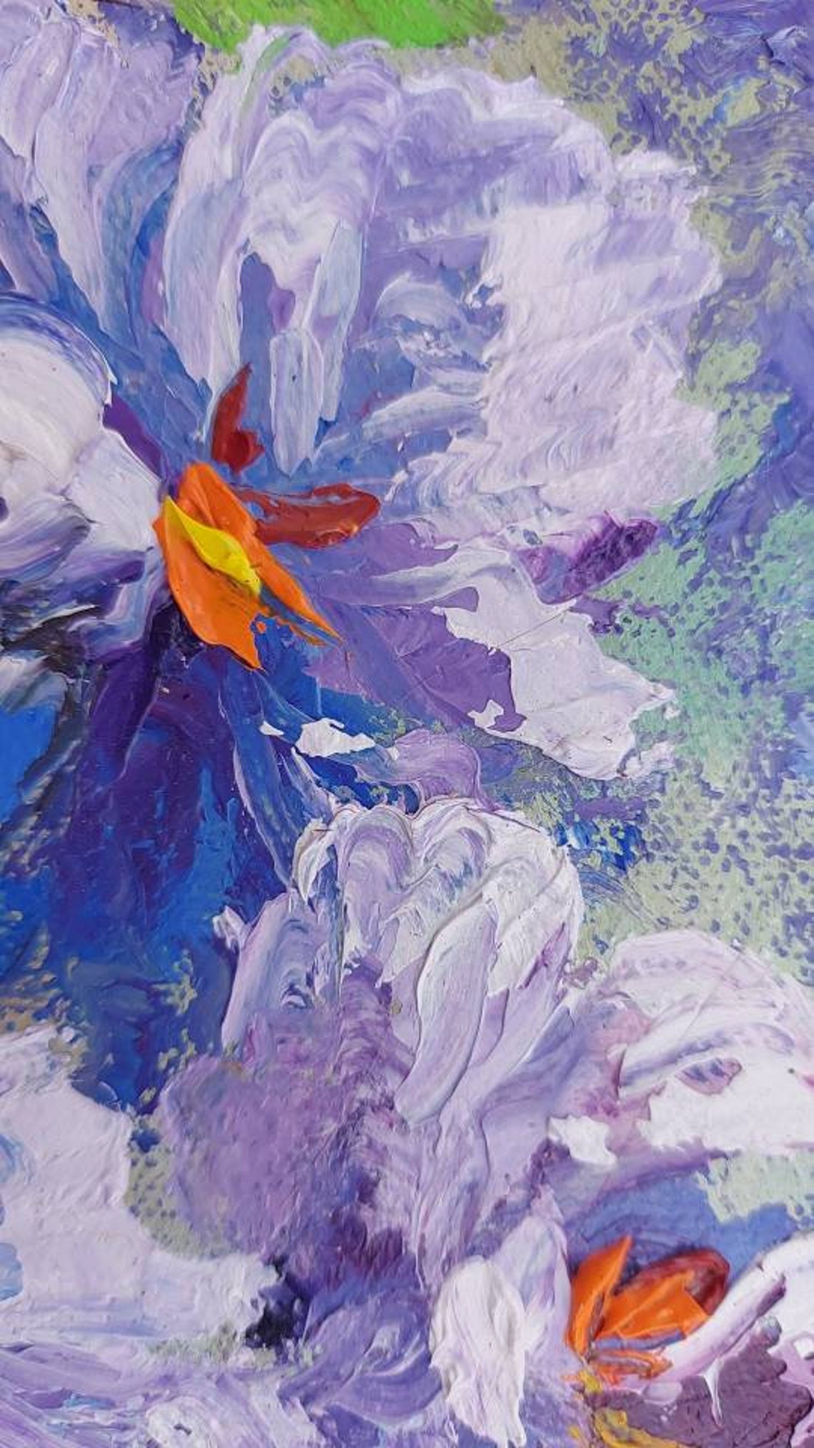 Iris Flower Oil Painting Violet Artwork Garden Art Original - Etsy